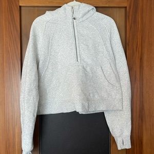 Scuba Cropped Half-Zip Hoodie- Light Grey